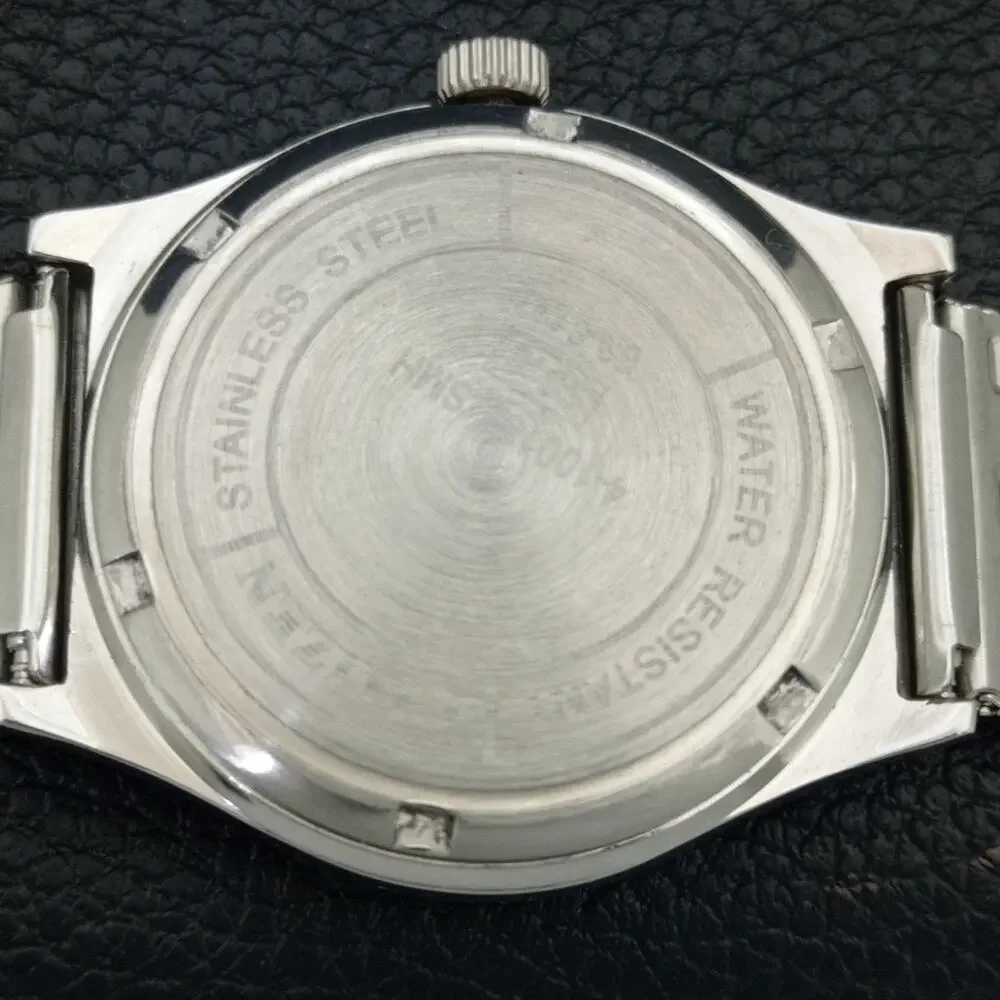 Vintage 1983 Citizen Manual Wound Mens Silver Watch & White accents